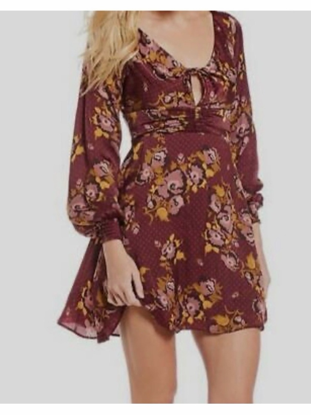 Free People Purple Combo Polka Dot Floral Morning Light Dress Size 0